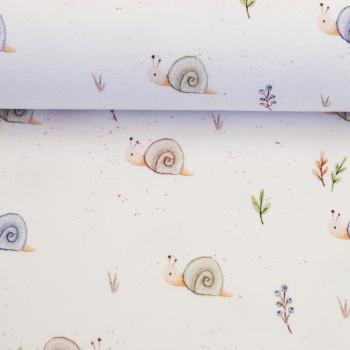 Preview: Baumwolljersey Life in the Forest Schnecken by Christiane Zielinski aus dem Hause Swafing